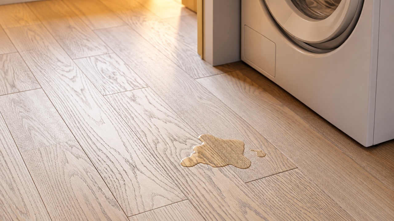 кварцпаркет уложенный в ванной комнате
